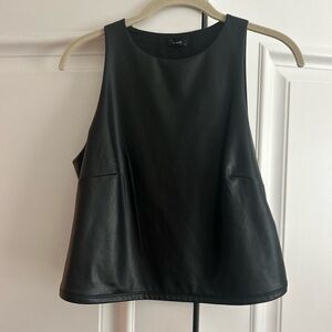 Express body contour faux leather high neck tank